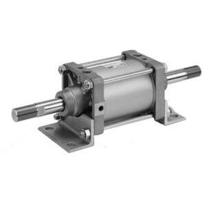 SMC Pneumatics Tie-Rod Cylinder; Double Acting Double Rod; 125mm Bore; 8mm Stroke; Center Trunnion Mount; Air Cushion