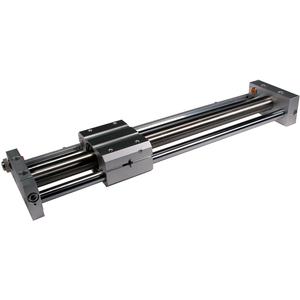 SMC Pneumatics Magnetically Coupled Rodless Cylinder w/ Magnet; Double Acting; 25mm Bore; 250mm Stroke; Basic Mount; Rubber/Urethane Cushion; (3) D-A73H Auto Switches; Auto switch rails on both side faces
