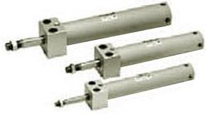 SMC Pneumatics Round Body Cylinder w/ Magnet; Double Acting Single - Non-Rotating Rod; 20mm Bore; 100mm Stroke; Direct - Bottom Mount; Rubber/Urethane Cushion; (2) D-K79 Auto Switches