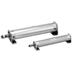 SMC Pneumatics Round Body - Smooth Cylinder w/ Magnet; Double Acting Single Rod; 40mm Bore; 340mm Stroke; Head/Rear Flange Mount; Rubber/Urethane Cushion; Male Rod Thread