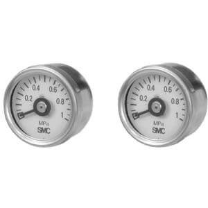 SMC Pneumatics Pressure Gauge; 0 to 0.4MPa Display Range; 1/8 R/Rc Thread; Oil-free