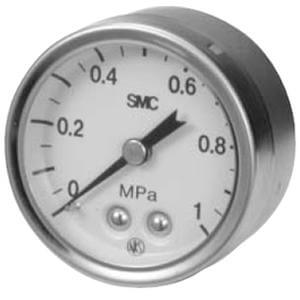 SMC Pneumatics Pressure Gauge; 0 to 1MPa Display Range; 1/8 NPT Thread; Nickel-plated stud parts
