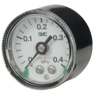 SMC Pneumatics General Degreasing Pressure Gauge w/ Limit Indicator; 0 to 0.7MPa Display Range; 1/4 R/Rc w/ M5 Female Thread