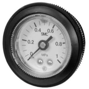 SMC Pneumatics Pressure Gauge w/ Limit Indicator; 0 to 1.5MPa / 220 psi Display Range; 1/4 NPT Thread; MPa; psi display