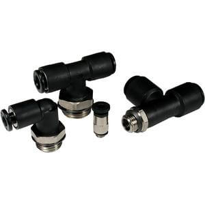 SMC Pneumatics Antistatic Fitting; Tee - Male Run 3.2mm OD; M6 x 1.0 Port; Black