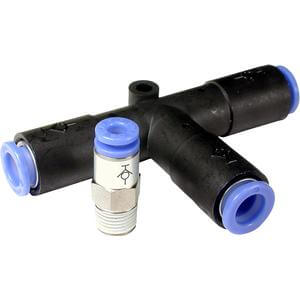 SMC Pneumatics Self Seal Fitting; Bulkhead Connector 4mm OD; 1/4 R/Rc Port; Black;