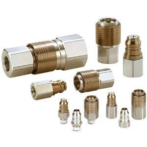 SMC Pneumatics S Coupler; Plug; 1/4 Body Size; Male Thread; Stainless Steel 304 Body; 3/8 R/Rc Port