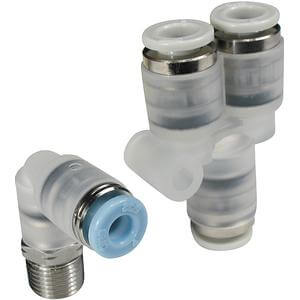 SMC Pneumatics Clean Fitting for Drive System Air Piping; Tee 6mm OD; M5 x 0.8 Port; Polypropylene
