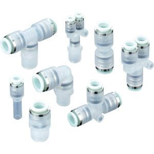 SMC Pneumatics Clean Fitting for Blowing; Elbow 6mm OD; 1/4 R/Rc Port; Polypropylene