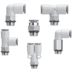 SMC Pneumatics Fitting; Straight Connector; 1/8" Tube OD; 1/8 Uni OD; White; Brass Body