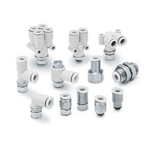 SMC Pneumatics Fitting; Elbow; 4mm Tube OD; M5 x 0.8 OD; White; Stainless Steel Body