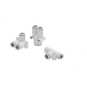 SMC Pneumatics Fitting; Y - Different Diameter Plug-In; 4mm Tube OD; 6mm OD; White; Brass Body
