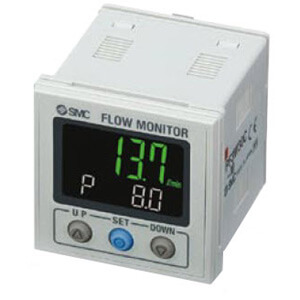 SMC Pneumatics 3-Color Digital Flow Monitor; Water - 0 to 50°C; 2 PNP Output; Liters Fixed SI Unit Display; w/ e-con Connector