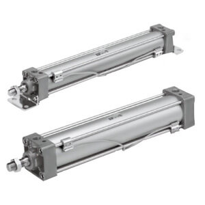 SMC Pneumatics Tie-Rod Cylinder; Double Acting Single Rod; 100mm Bore; 520mm Stroke; Rod/Front Flange Mount; Air &plus; Rubber/Urethane Cushion