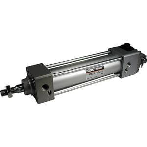SMC Pneumatics Locking Cylinder w/Magnet; Double Acting Single Rod; 40mm Bore; 200mm Stroke; Rod/Front Flange Mount; Air Cushion; (2) D-A93 Auto Switches