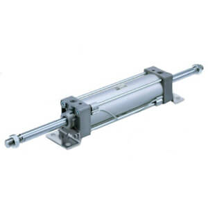 SMC Pneumatics Tie-Rod Cylinder w/Magnet; Double Acting Double Rod; 40mm Bore; 125mm Stroke; Head/Rear Trunnion Mount; Air &plus; Rubber/Urethane Cushion; (2) D-M9B Auto Switches