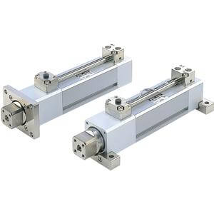 SMC Pneumatics Double Power Cylinder w/ Magnet; Double Acting Single - Non-Rotating Rod; 63mm Bore; 100mm Stroke; Basic Mount; Rubber/Urethane Cushion; (2) D-M9PWV Auto Switches; Rod end female thread (single hole)
