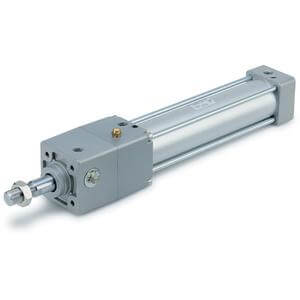 SMC Pneumatics Locking Cylinder; Double Acting Single Rod; 63mm Bore; 350mm Stroke; Head/Rear Flange Mount; Air Cushion