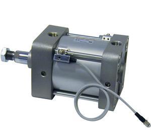 SMC Pneumatics Tie-Rod Cylinder w/ Magnet; Double Acting Single Rod; 1.5" Bore, 10" Stroke; Double Clevis Mount; Air - Both Ends Cushion; (2) D-F5PT Auto Switches