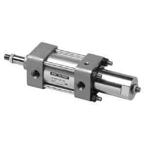 SMC Pneumatics Tie-Rod Cylinder w/ Magnet; Double Acting Single Rod; 1.5" Bore, 2" Stroke; Single Clevis Mount; Air - Both Ends Cushion; (2) D-A54 Auto Switches