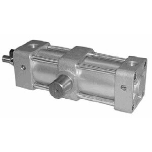 SMC Pneumatics Tie-Rod Cylinder w/ Magnet; Double Acting Single Rod; 2" Bore, 6" Stroke; Double Clevis Mount; Air - Both Ends Cushion; (2) D-F5PT Auto Switches