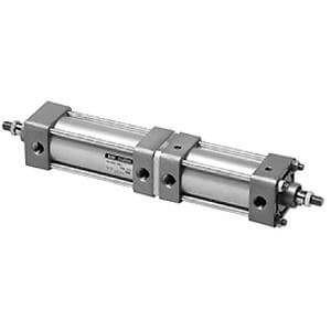 SMC Pneumatics Tie-Rod Cylinder w/ Magnet; Double Acting Single Rod; 3.25" Bore, 14" Stroke; Double Rear Clevis Mount; Air - Both Ends Cushion; (2) D-J59 Auto Switches