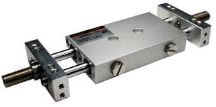 SMC Pneumatics Slide Table w/ Magnet; Double Acting; 15mm Bore; 4.00" Stroke; Fixed End Plate Mount; (2) D-F79 Auto Switches
