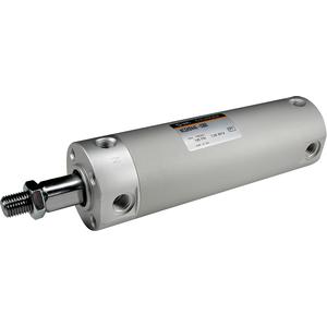 SMC Pneumatics Round Body Cylinder; Double Acting Single - Non-Rotating Rod; 20mm Bore; 0.50" Stroke; Basic Mount; Rubber/Urethane Cushion