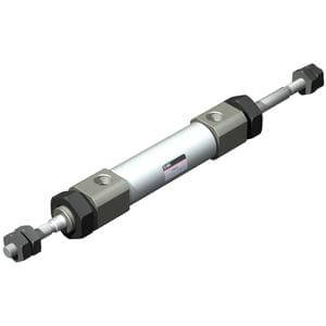 SMC Pneumatics Stainless Steel Body Cylinder; Double Acting Double Rod; 0.38" Bore; 0.15" Stroke; Basic Mount; Rubber/Urethane Cushion