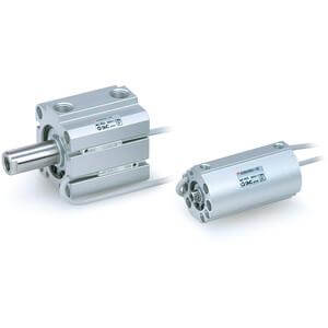 SMC Pneumatics Compact Cylinder; Single Acting - Spring Extend Single Rod; 0.56" Bore; 0.38" Stroke; Screw Clearance Hole - Front Mount; Female Rod Thread