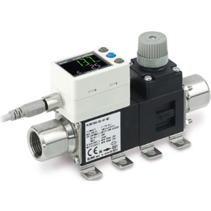 SMC Pneumatics 3-Color Digital w/ Integrated Display Flow Switch; Water - 0 to 90°C; 2 to 16 l/min Flow Rate; 1/2 R/Rc Port; 1 NPN &plus; Analog Current Output; Fixed SI Unit Display