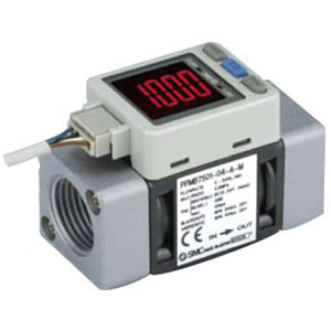 SMC Pneumatics 2-Color Digital w/ Integrated Display Flow Switch; Dry Air; N2; 5 to 500 l/min Flow Rate; 1/2 NPT Port; 1 PNP &plus; Analog Current; Fixed SI Unit Display