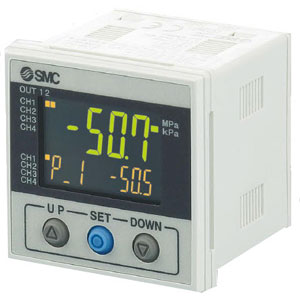 SMC Pneumatics Pressure Sensor Monitor; 5 NPN; Switching - MPa Initial Value; Panel Mount Kit