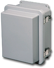 Stahlin Wallmount Enclosure; 9.63" x 7.52" x 6.20"; Fiberglass; Solid Cover; Hinge Connection; NEMA 6P