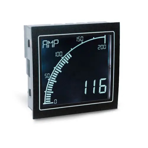 Trumeter Current Panel Meter; 2.84"x2.84"; 4 Digits; LCD; 12-24VAC/DC; 0-5A / 0-10;000A Input