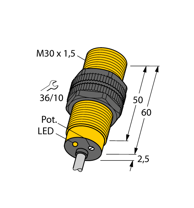 Turck Capacitive Plastic Barrel Sensor; 10mm; Embeddable; 5-30VDC; NAMUR; NAMUR; No Connector