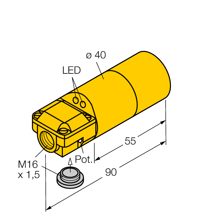 Turck Capacitive Plastic Barrel Sensor; 20mm; Embeddable; 10-65VDC; 1NO + 1NC; PNP; No Connector