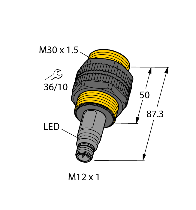 Turck Capacitive Teach Plastic Barrel Sensor; 10mm; Embeddable; 10-30VDC; NO/NC Configurable; NPN; Connector - M12