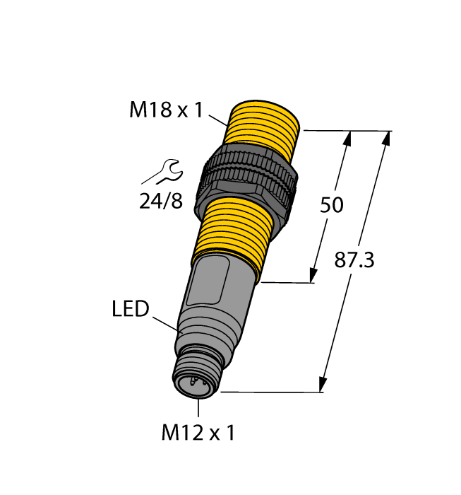 Turck Capacitive Teach Plastic Barrel Sensor; 5mm; Embeddable; 10-30VDC; NO/NC Configurable; NPN; Connector - M12