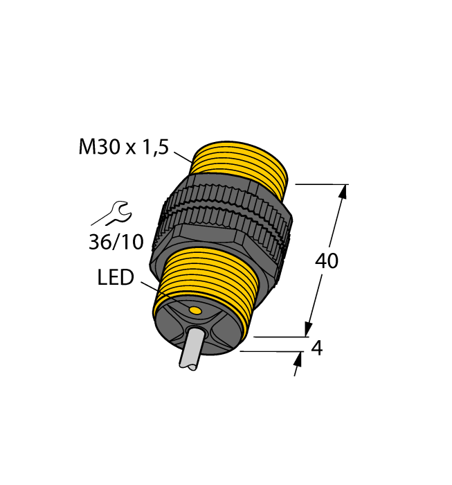 Turck Inductive Proximity Plastic Barrel Sensor; 30mm; Embeddable; 8.2VDC; NAMUR