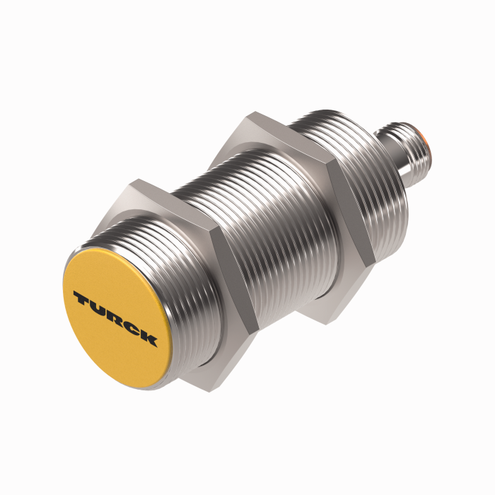 Turck Inductive Proximity Metal Barrel Sensor; All Metal Sensing; 30mm; Embeddable; 10-30VDC; 1NO + 1NC; PNP; Connector - M12