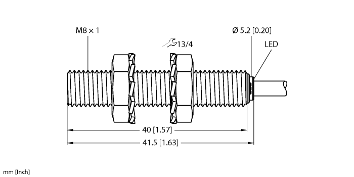 Turck Inductive Proximity Stainless Steel Barrel Sensor; 8mm; Embeddable; 10-30VDC; NO; PNP