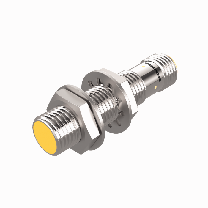 Turck Inductive Proximity Stainless Steel Barrel Sensor; 12mm; Embeddable; 10-30VDC; 1NO + 1NC; PNP; Connector - M12