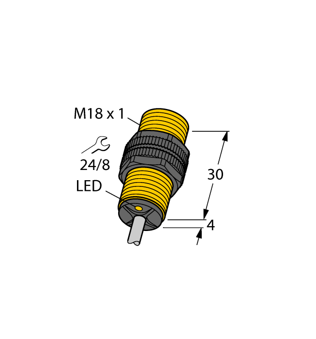 Turck Inductive Proximity Plastic Barrel Sensor; 18mm; Embeddable; 8.2VDC; NAMUR; Low Temperature (-40°C/-40°F)