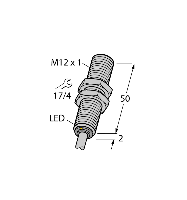 Turck Inductive Proximity Stainless Steel Barrel Sensor; 12mm; Embeddable; 10-30VDC; NO; PNP