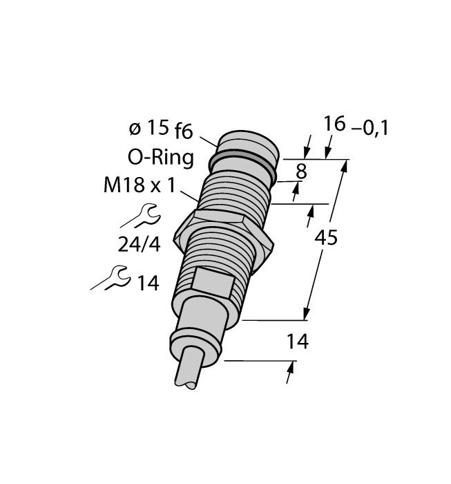 Turck Inductive Proximity Metal Barrel Sensor; 18mm; Embeddable; 10-30VDC; NC; PNP; Core and coil encapsulated