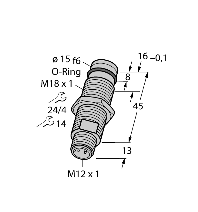 Turck Inductive Proximity Metal Barrel Sensor; 18mm; Embeddable; 8.2VDC; NAMUR; Connector - M12; Core and coil encapsulated