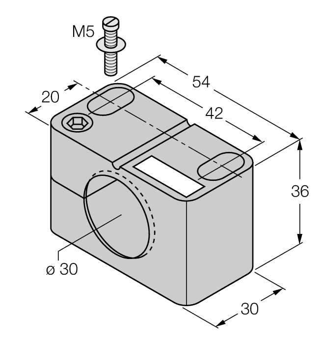 Turck Mounting Clamp, for 30mm embeddable threaded barrel sensors, plastic