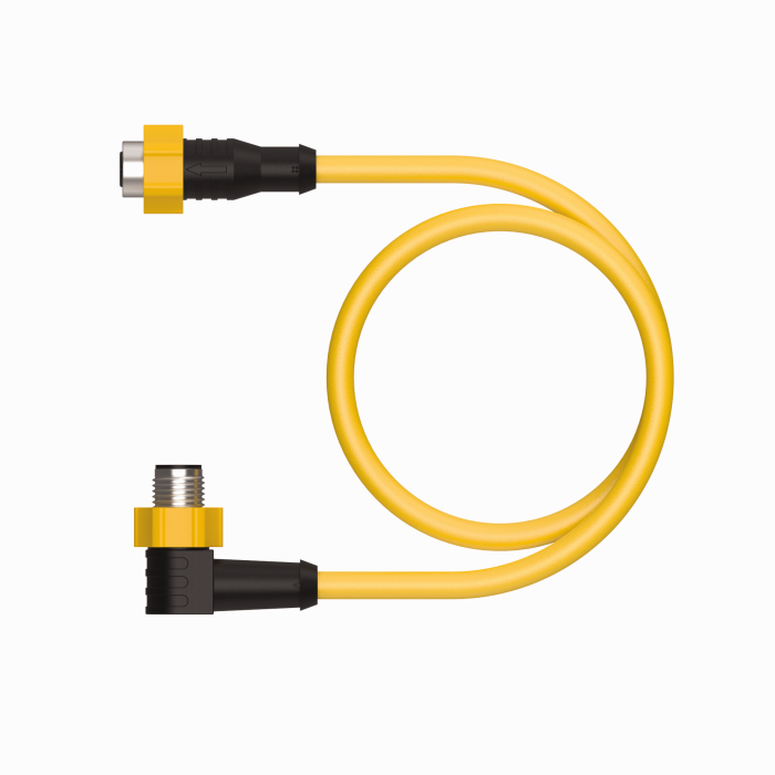 Turck M12 to M12 Cordset; Female Straight to Male Right Angle; 4-Pin, 3 x 22AWG to 4-Pin; 10m PVC Cable