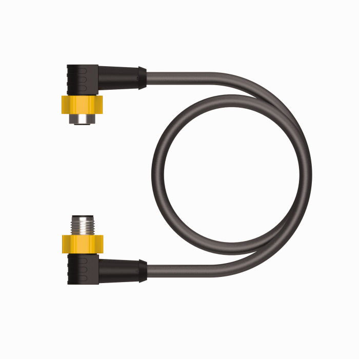 Turck M12 to M12 Cordset; Female Right Angle to Male Right Angle; 4-Pin, 3 x 22AWG to 4-Pin; 4m PVC Cable